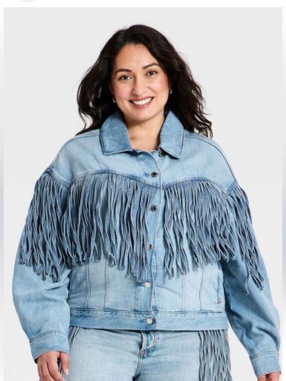 Universal Thread Women's Fringe Denim Jacket Light Wash Sz XL NWT